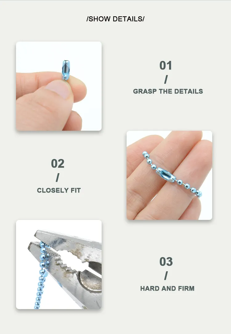 Persoonlijke kleuren geplatte staal sleutelhanger, Perlen Ball Dogtag ketting 1
