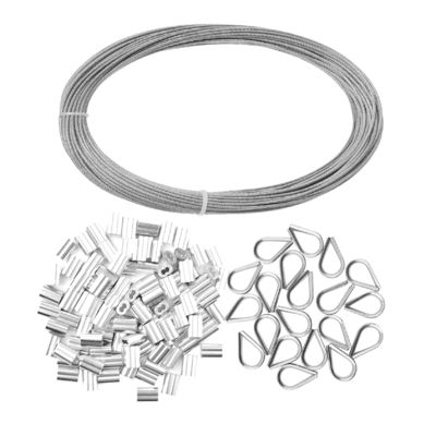 kopen Gegalvaniseerde 1/16 inch roestvrij staal draad touw kabel met aluminium krimping mouwen en vingerpunten Standard AiSi online manufacture