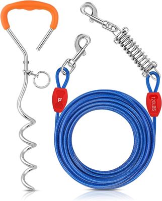 Hoge nauwkeurigheid 30' Huisdierbenodigdheden Veerbeladen Petbobi Hond Leash En Stake