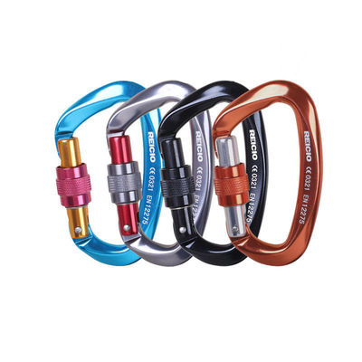 Goede prijs. Zwarte oxide gecoate coating Aluminium Carabiner 25KN D-vorm Flat Hook voor klimmen online