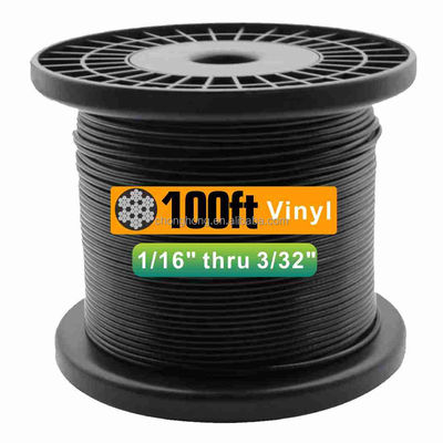 kopen 7x7 Zwart vinyl bekleed draad touw 1/16 inch Overgevormd tot 3/32 inch Outdoor Light Guide Draad 100ft Processing Service Andere online manufacture
