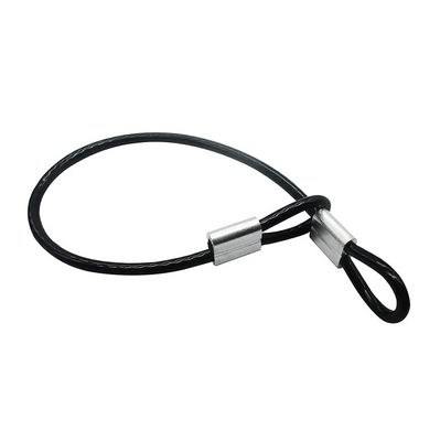 kopen Zwarte of op maat gemaakte korte draad touw Lanyard slot beveiligingskabel voor buitenpoorten 4 mm vinyl gecoat roestvrij staal online manufacture
