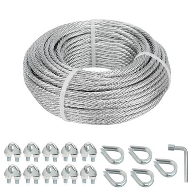 kopen Verankerde schuurconstructie 7X7 Strand Core gegalvaniseerde roestvrijstalen vliegtuigkabel met touwklem en duim online manufacture