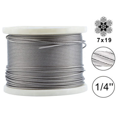 kopen Niet-gecoat 250ft staalkabel touw voor dekrailingen Hardware kits System Lengte 250ft T316 roestvrij staal draad touw online manufacture