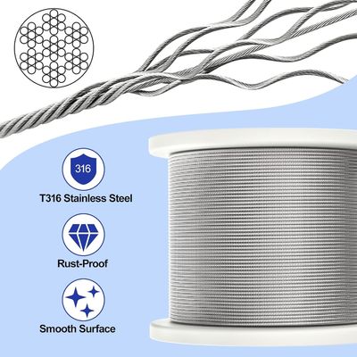 kopen OEM 1/16-3/32 Draadkabel gegalvaniseerd draad touw met heldere plastic coating 150 ft 45.72 meter Steel Cable Coil Outdoor online manufacture