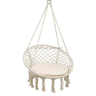 Goede prijs. Ronde hangende hangmat buiten Tuin katoenen touw Macrame rand patio swing hangmat stoel huisdier hangmat online