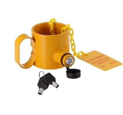 Goede prijs. Wheel King Pin Lock met handgrepen en waarschuwingslabel De perfecte toevoeging aan je trailer online