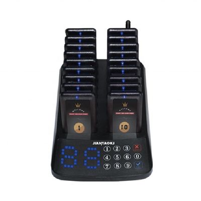Goede prijs. 16 Vibrating Coaster Pagers voor klanten in de rij Wine Red Pager en 300mAh Lithium Battery online