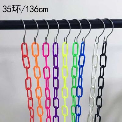 Goede prijs. 1.3m lengte / 23 gaten plastic ketting kleurrijke plastic kleding hanger garderobe hanger hanger ruimtebesparende organisator hanger online