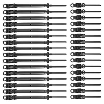 Goede prijs. Zwaar uitgevoerde zwarte kabelrailingkit met verstelbare schroefdraad en hoekbasis voor marine en constructie online
