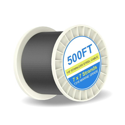 Goede prijs. Draadtouw In voorraad 1/8 inch roestvrij staal vliegtuigkabel 500 ft 7x7 strengen Draadtouw voor de bouw online
