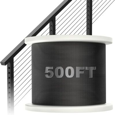 Goede prijs. 3/16 Zwart T316 Roestvrij Staaldraad 250 ft 7x19 Vliegtuigkabel 3700 lbs Breeksterkte voor Zipline Deck Reling online